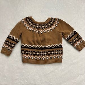 4/$20 Camel Fair Isle Knit Sweater 12-18m